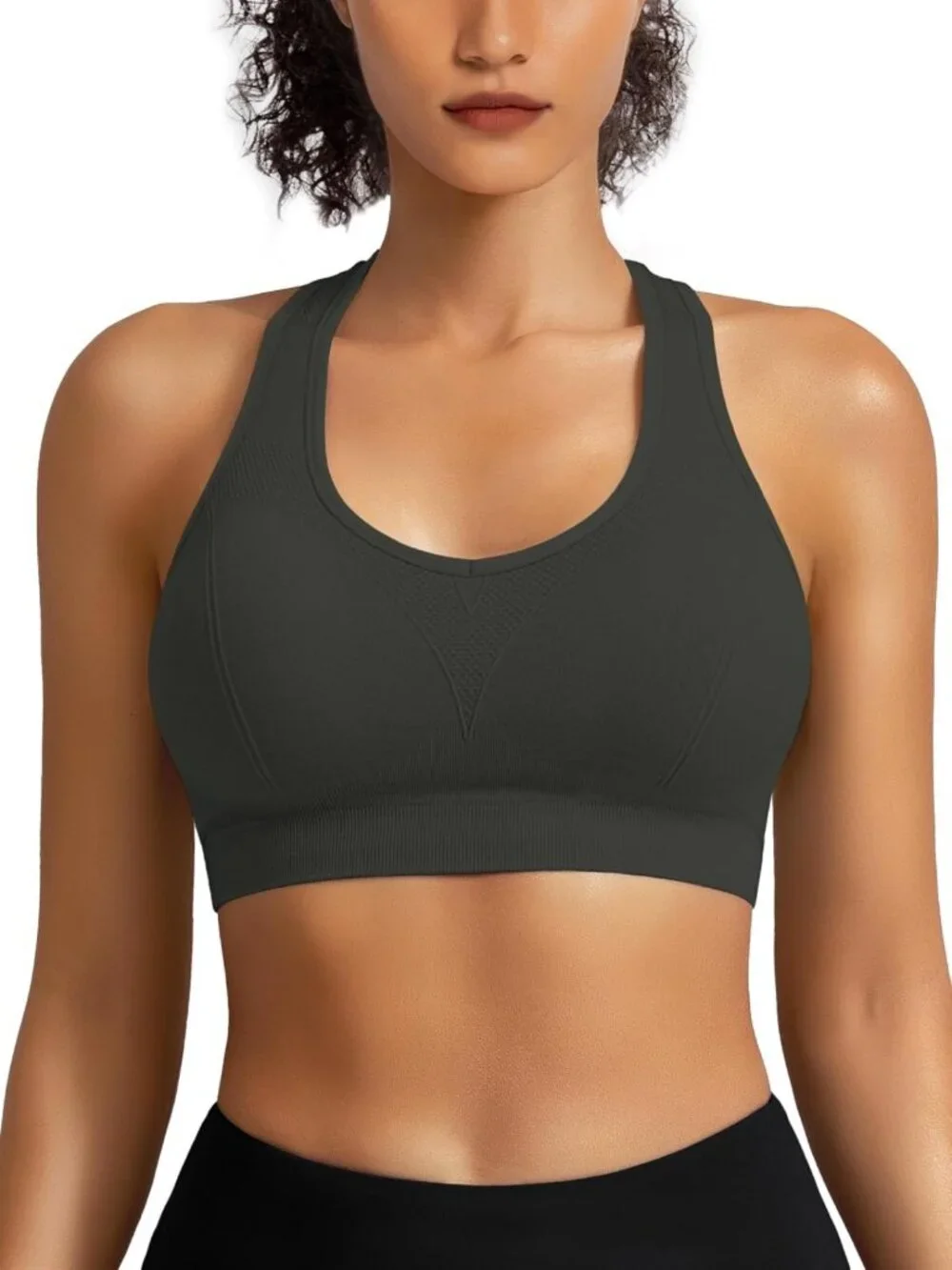 Padded Racerback Sports Bra for Women - Breathable Medium Support Yoga Gym
